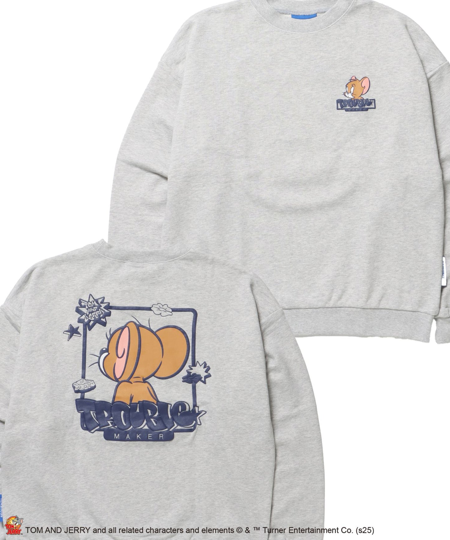 【SEQUENZ(シークエンズ)】TJ GRAFFITI C/N SWEAT オーバーサイズ プリント ビッグシルエット 裏起毛 長袖 クルーネック アッシュグレー
