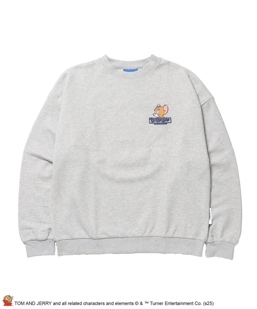 【SEQUENZ(シークエンズ)】TJ GRAFFITI C/N SWEAT オーバーサイズ プリント ビッグシルエット 裏起毛 長袖 クルーネック アッシュグレー