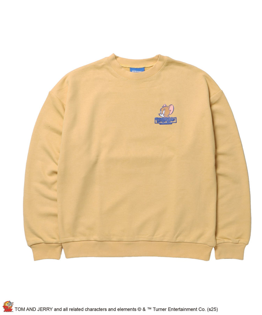 【SEQUENZ(シークエンズ)】TJ GRAFFITI C/N SWEAT オーバーサイズ プリント ビッグシルエット 裏起毛 長袖 クルーネック イエロー