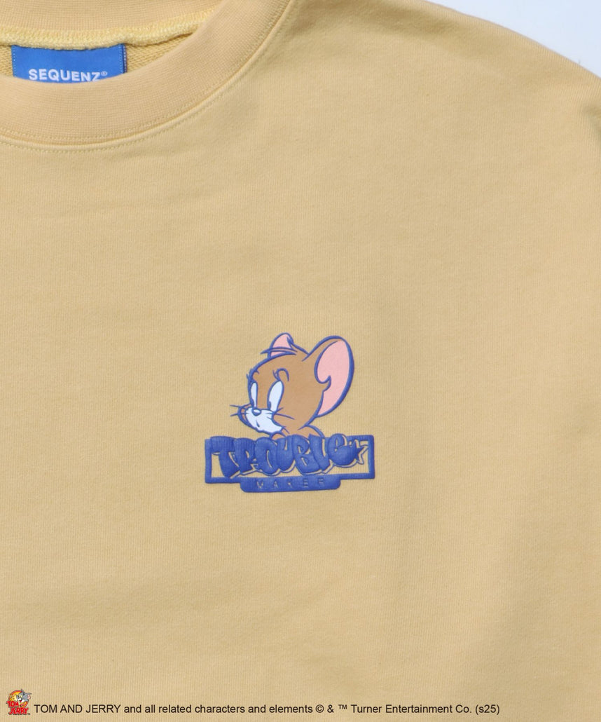 TJ GRAFFITI C/N SWEAT オーバーサイズ プリント ビッグシルエット 裏起毛 長袖 クルーネック イエロー