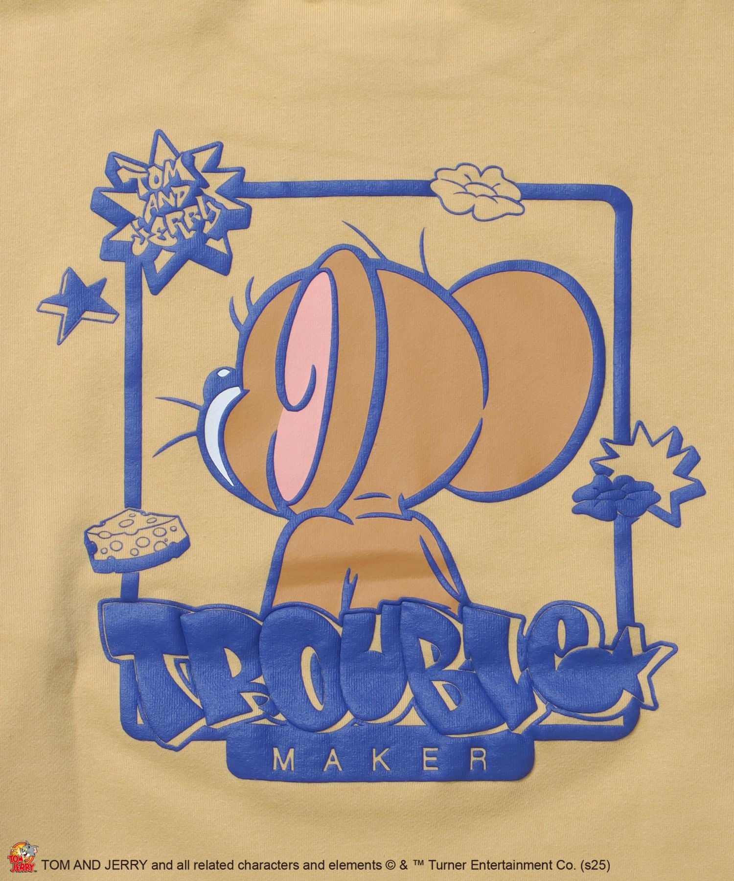 TJ GRAFFITI C/N SWEAT オーバーサイズ プリント ビッグシルエット 裏起毛 長袖 クルーネック イエロー