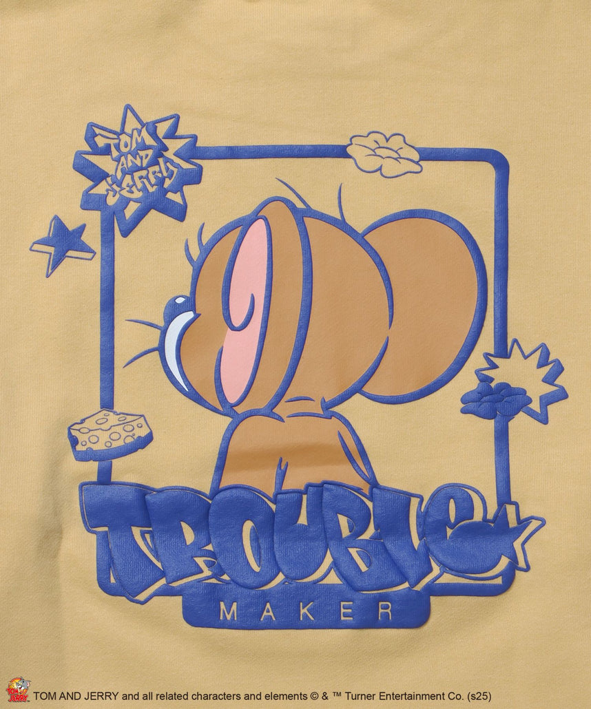 TJ GRAFFITI C/N SWEAT オーバーサイズ プリント ビッグシルエット 裏起毛 長袖 クルーネック イエロー