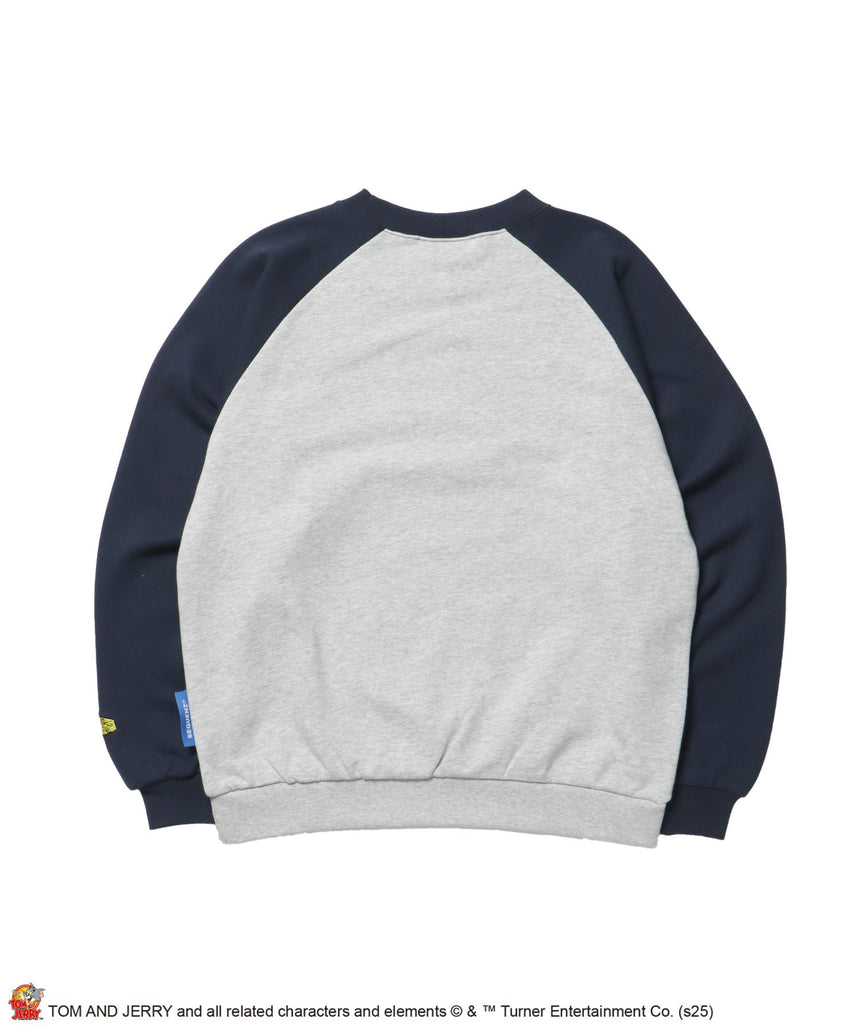 TJ CAR CHASE RAGLAN SWEAT / ラグラン バイカラー 刺繍 クルーネック 長袖 裏起毛 ネイビー