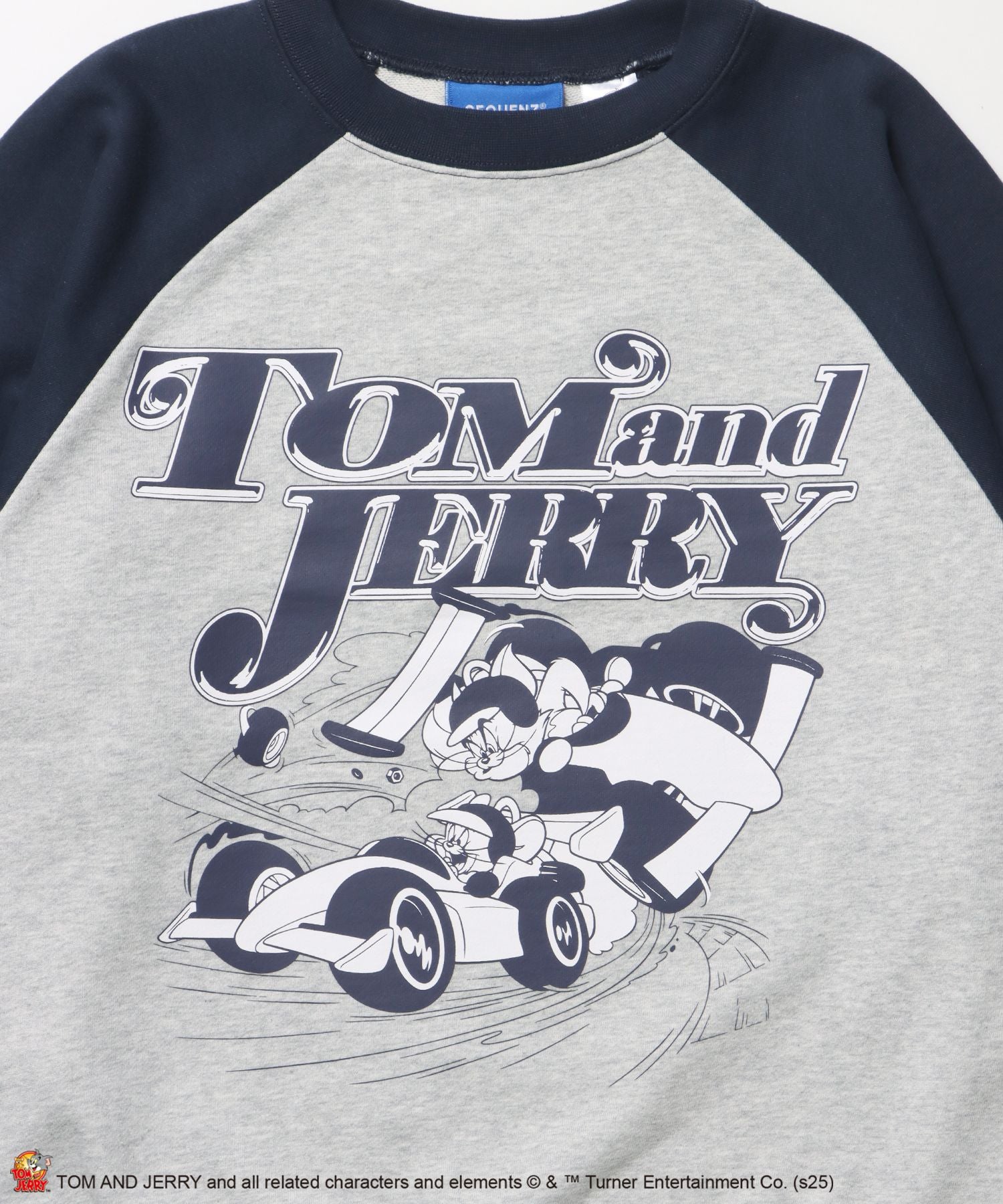 TJ CAR CHASE RAGLAN SWEAT / ラグラン バイカラー 刺繍 クルーネック 長袖 裏起毛 ネイビー