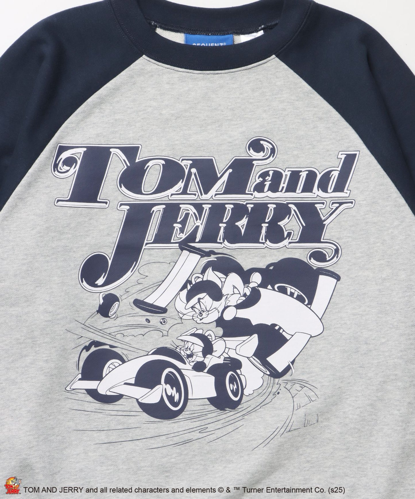 TJ CAR CHASE RAGLAN SWEAT / ラグラン バイカラー 刺繍 クルーネック 長袖 裏起毛 ネイビー