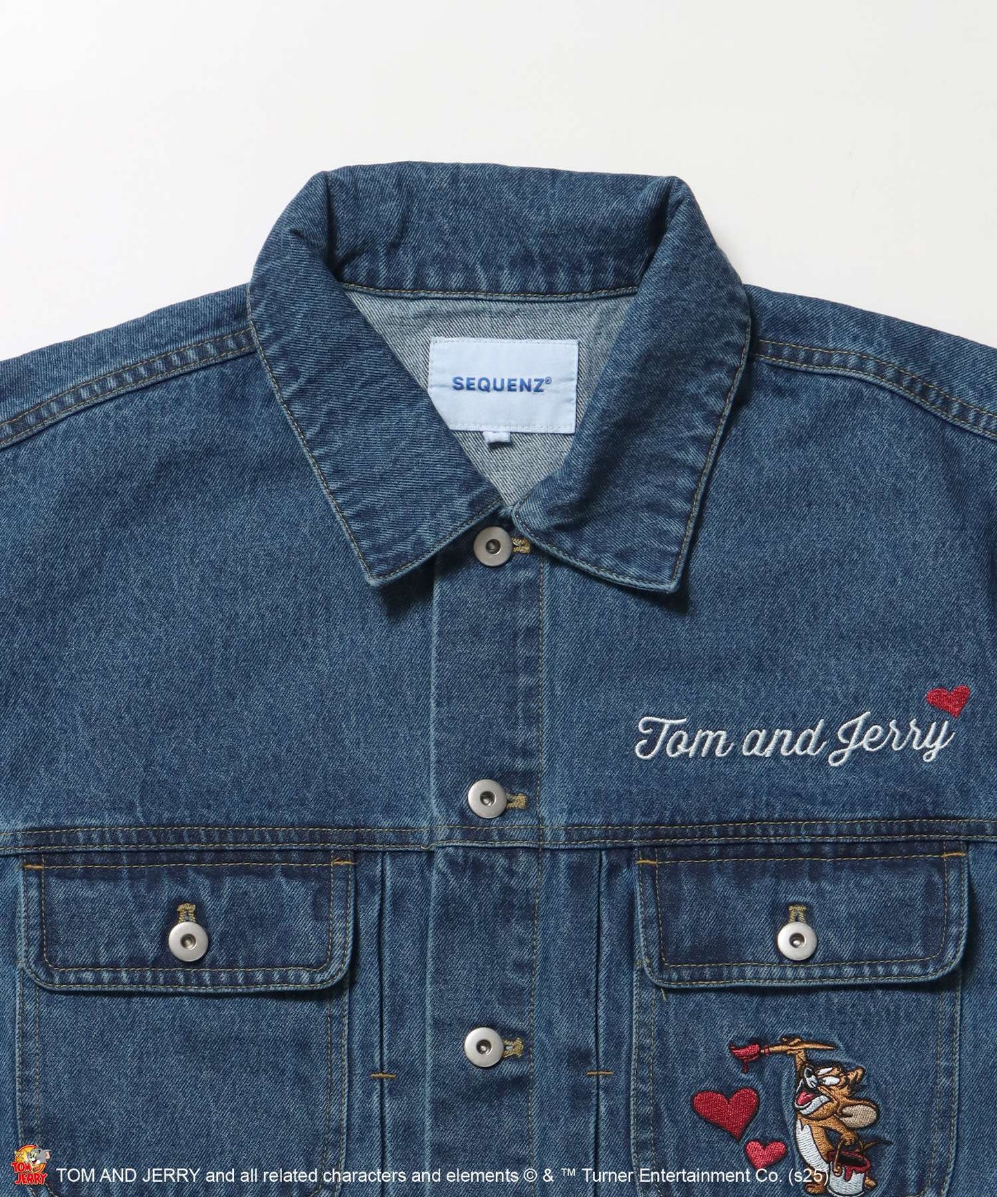 TJ CHAIN EMB.DENIM JACKET / オーバーサイズ デニム ジャケット 刺繍 アウター ネイビー