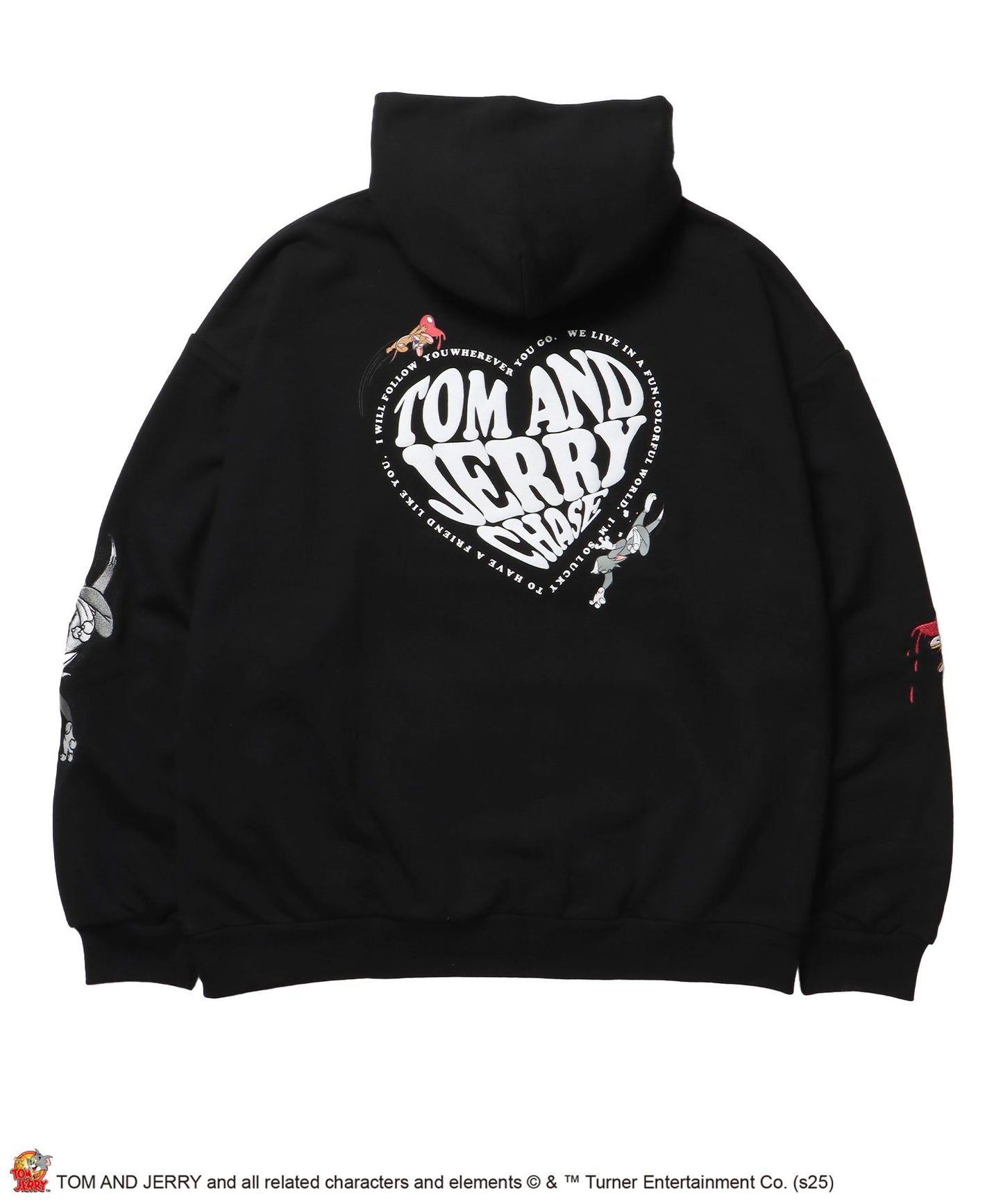 【SEQUENZ(シークエンズ)】TJ HEART LOGO P/K / プルパーカー フーディ 刺繍 プリント 裏毛 ブラック