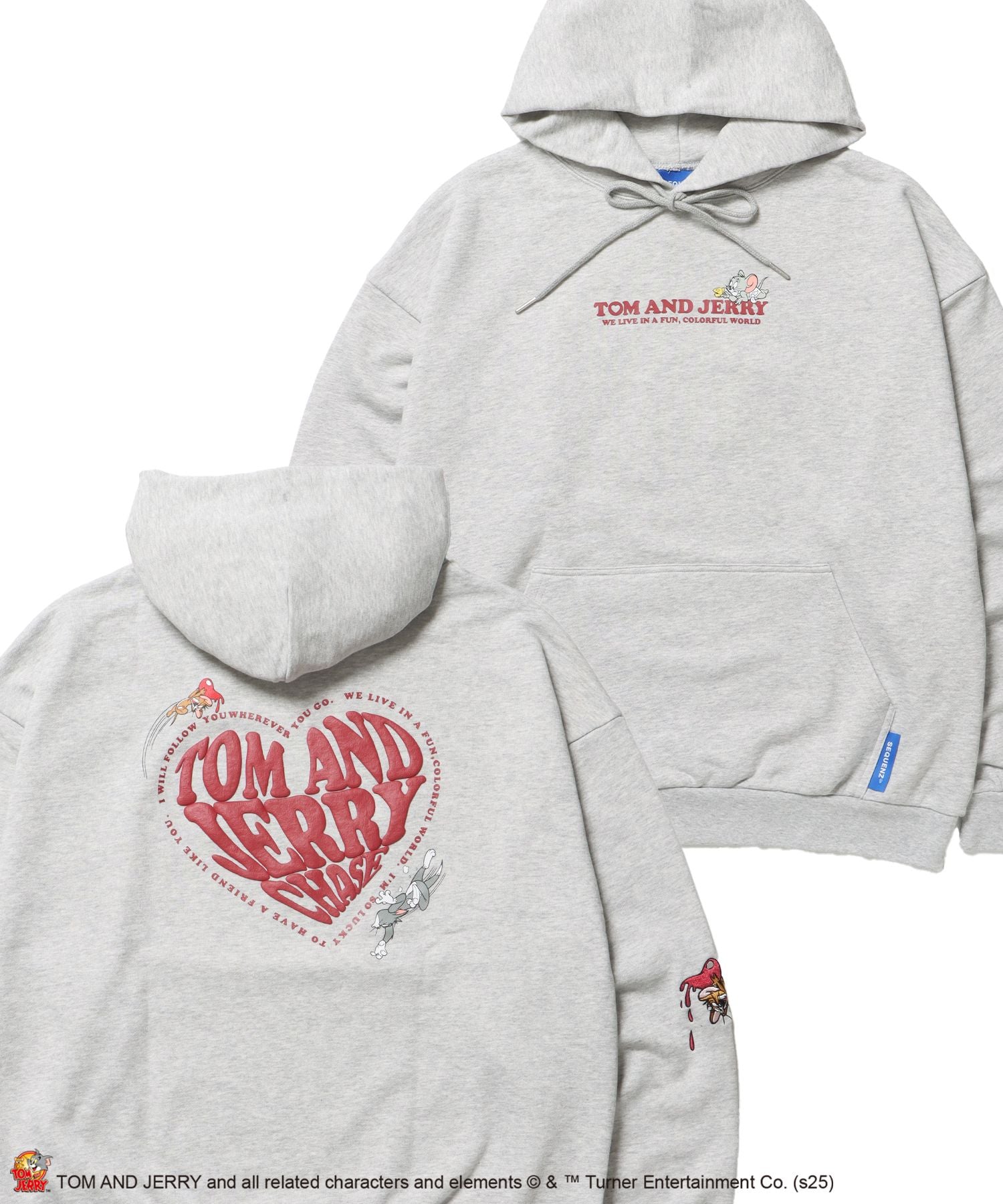 【SEQUENZ(シークエンズ)】TJ HEART LOGO P/K / プルパーカー フーディ 刺繍 プリント 裏毛 アッシュグレー