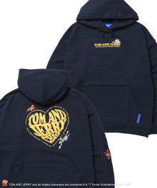 TJ HEART LOGO P/K / プルパーカー フーディ 刺繍 プリント 裏毛 ネイビー