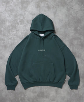 ヘビーウエイトセンターミニロゴジップパーカー / パーカー 裏起毛 ジップ 刺繍 ロゴ フーディ ダブルジップ グリーン