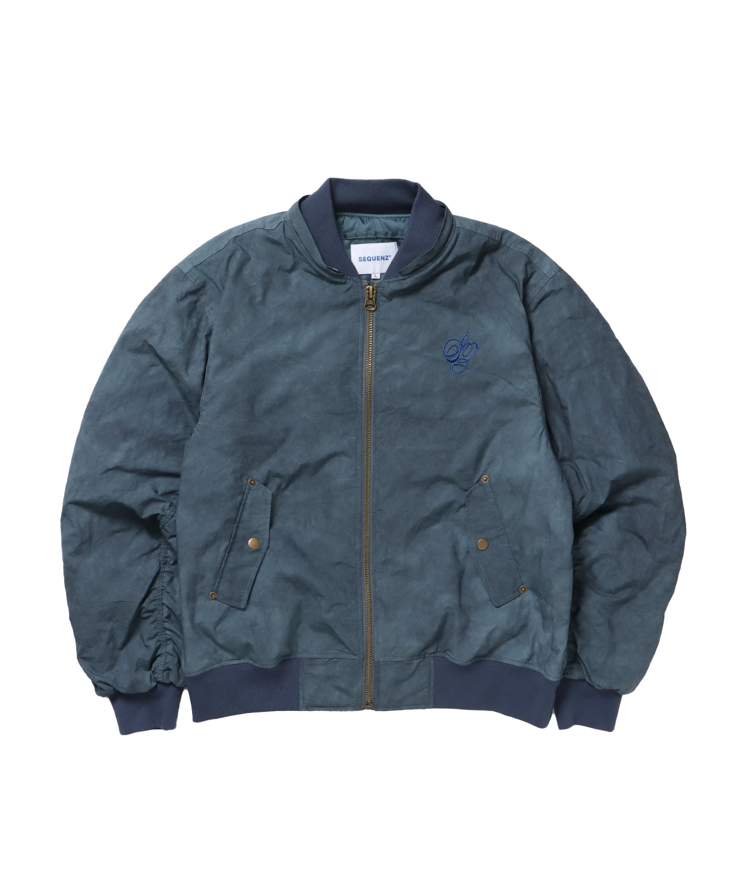 FUR SQNZ BOMBER JACKET / オーバーサイズ ジャケット アウター ブルゾン 中綿 加工 ジップ ネイビー