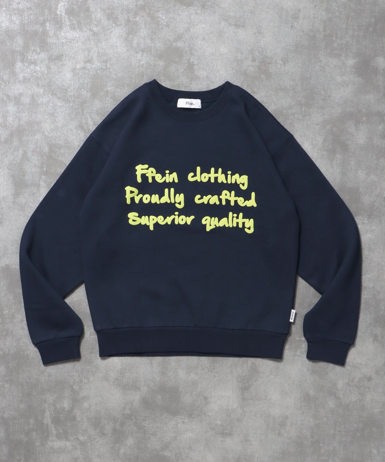 ヘビーウエイト手書き風ロゴスウェット / 裏起毛 スウェット クルーネック ワンポイント プリント ネイビー