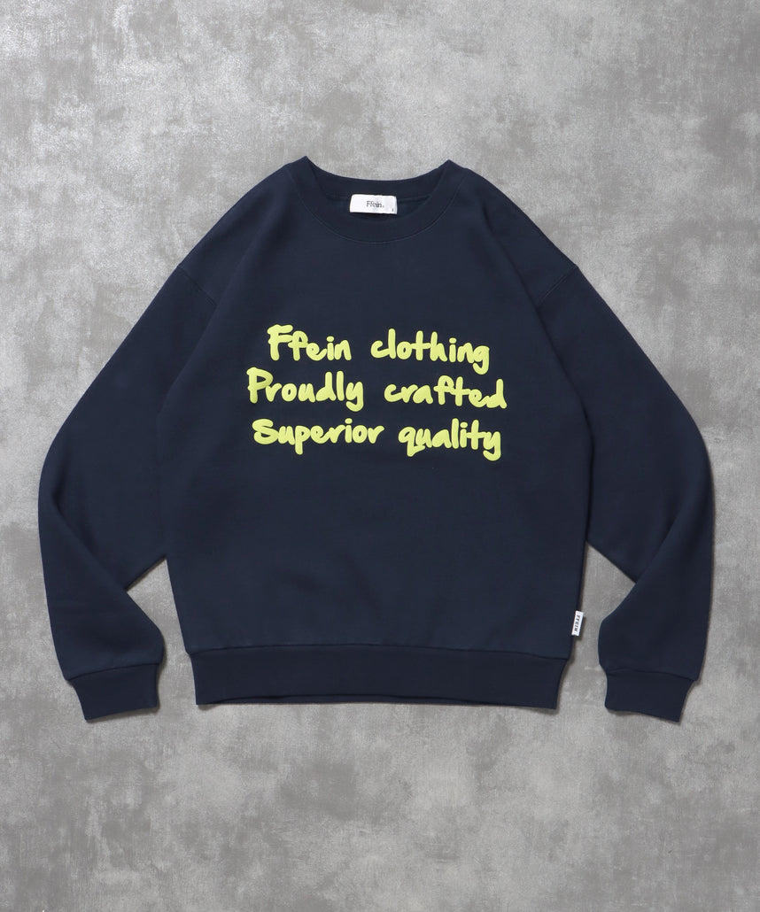 ヘビーウエイト手書き風ロゴスウェット / 裏起毛 スウェット クルーネック ワンポイント プリント ネイビー