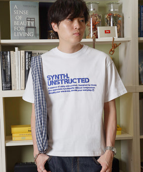 パッケージ発泡ロゴTシャツ / Tシャツ クルーネック 半袖 プリント 発砲ロゴ【短丈】 ホワイト