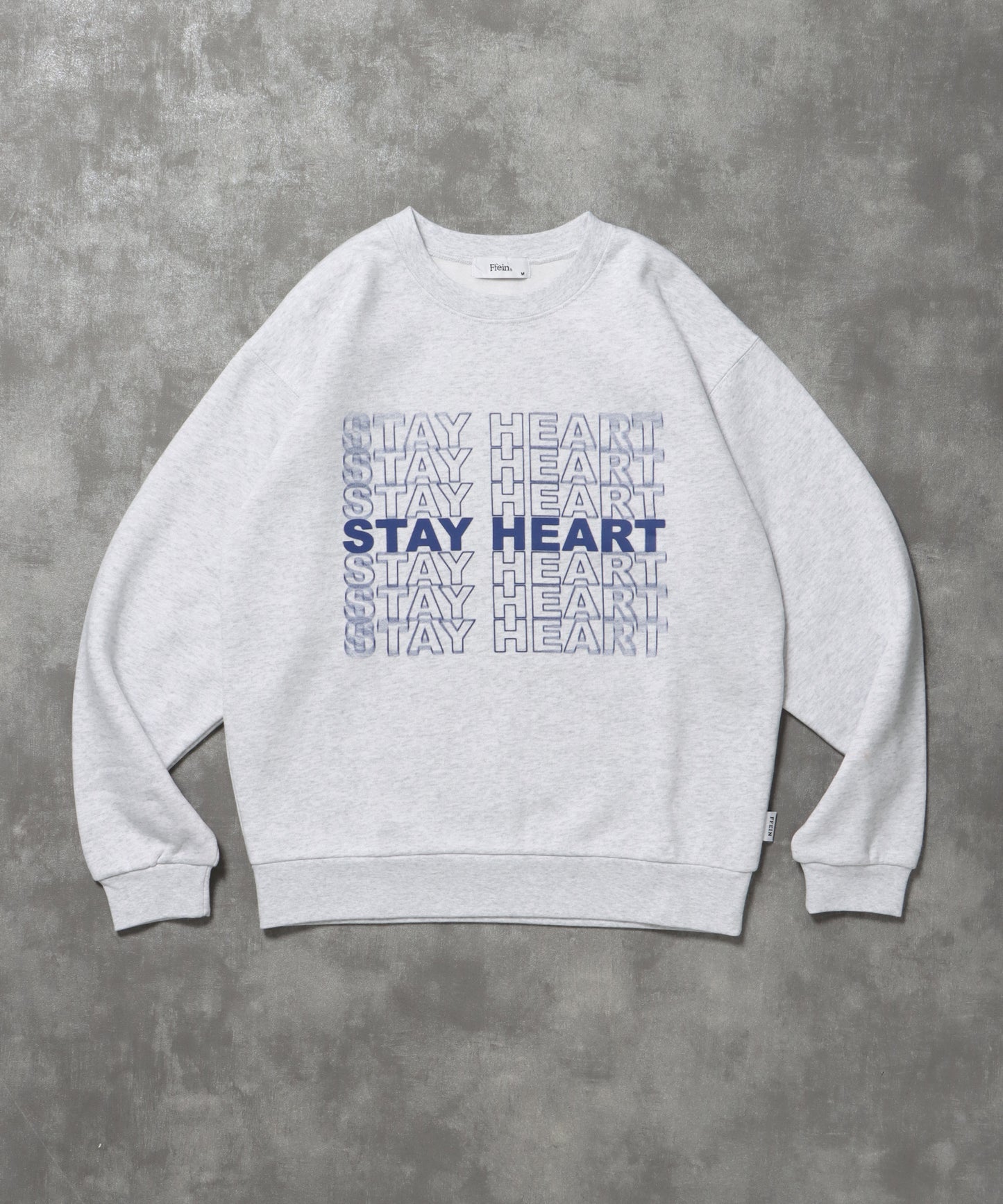 ヘビーウエイトぼかしメッセージロゴスウェット / 裏起毛 スウェット クルーネック プリント アッシュグレー