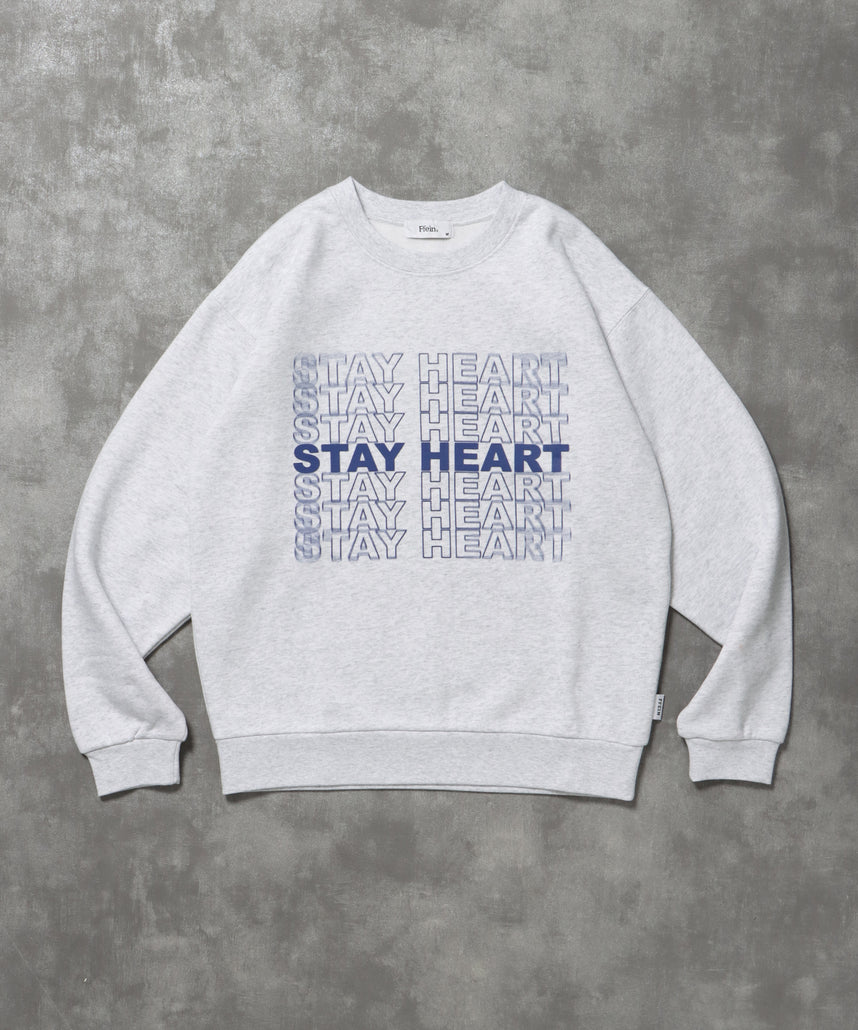 ヘビーウエイトぼかしメッセージロゴスウェット / 裏起毛 スウェット クルーネック プリント アッシュグレー