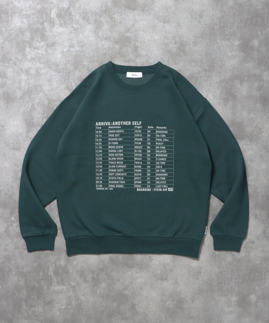 ヘビーウエイトフライトメッセージロゴスウェット / 裏起毛 スウェット クルーネック ワンポイント プリント グリーン