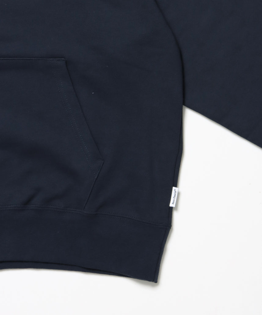MID WEIGHT SWEAT HOODIE /パーカー ジップパーカー ダブルジップ 短丈 刺繍 プリント ネイビー