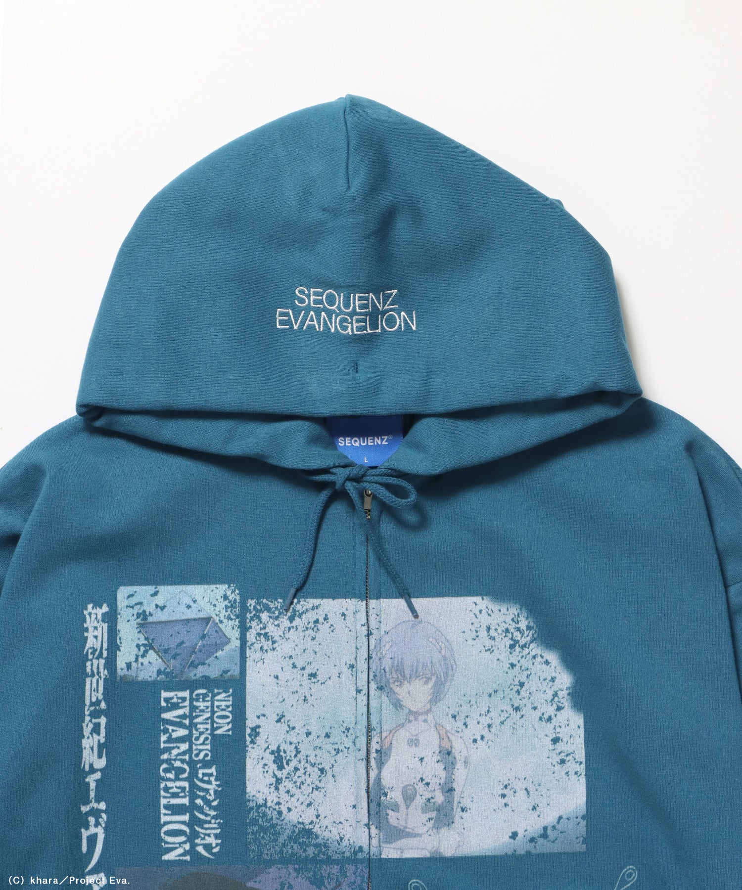 EVA BEST SCENE ZIP PK / オーバーサイズ ビッグシルエット ジップパーカー 刺繍 プリント フーディ 裏起毛 ユニセックス グリーン