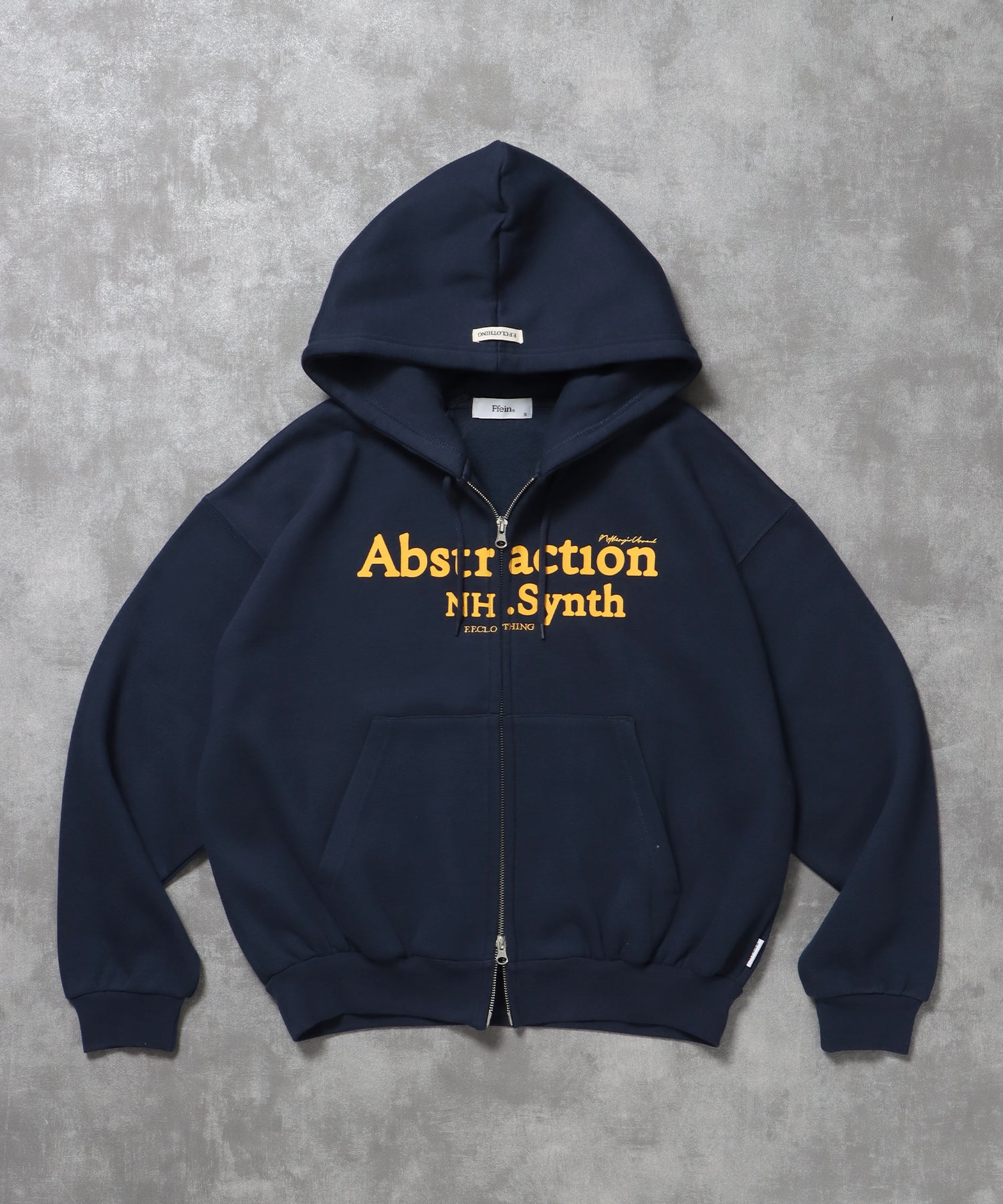 ヘビーウエイト2段ロゴZIPパーカー / パーカー 裏起毛 ジップ 刺繍 ロゴ フーディ ダブルジップ ネイビー
