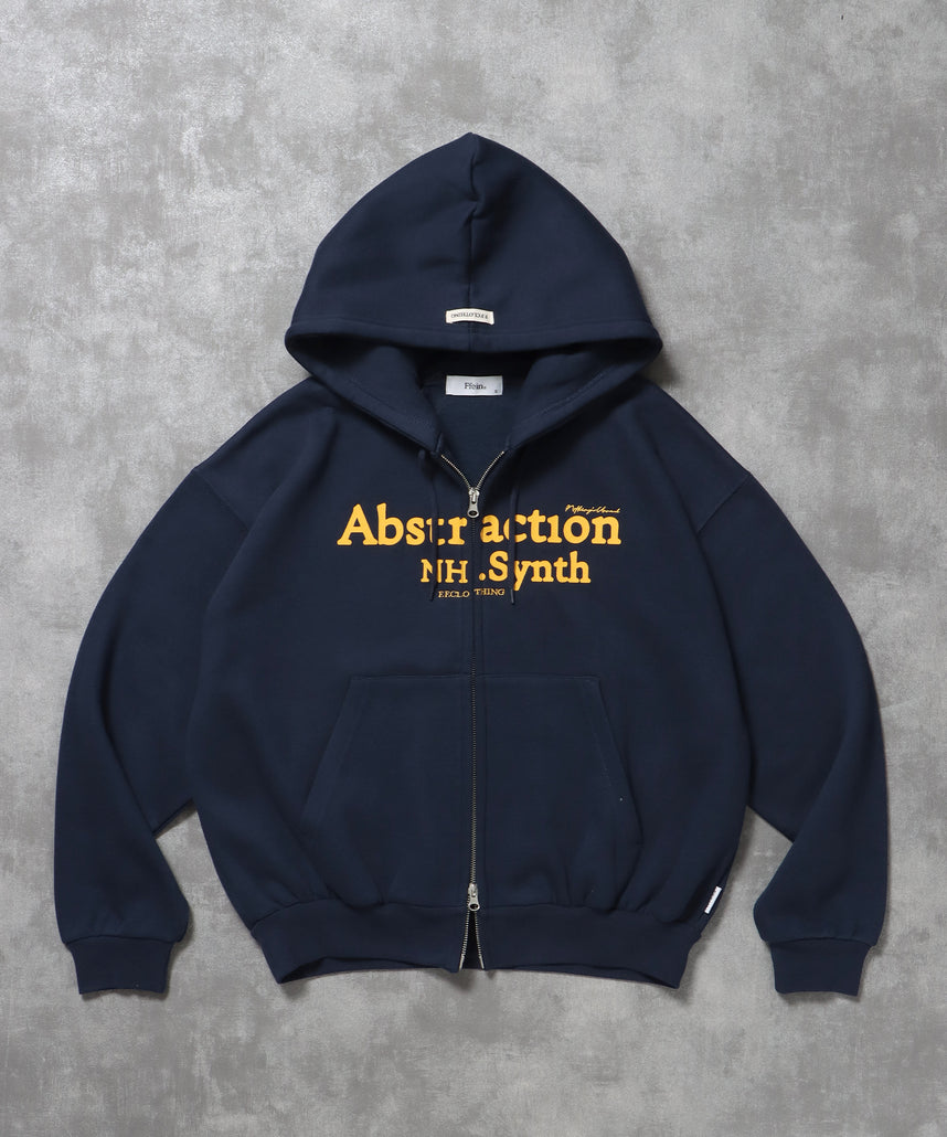 ヘビーウエイト2段ロゴZIPパーカー / パーカー 裏起毛 ジップ 刺繍 ロゴ フーディ ダブルジップ ネイビー