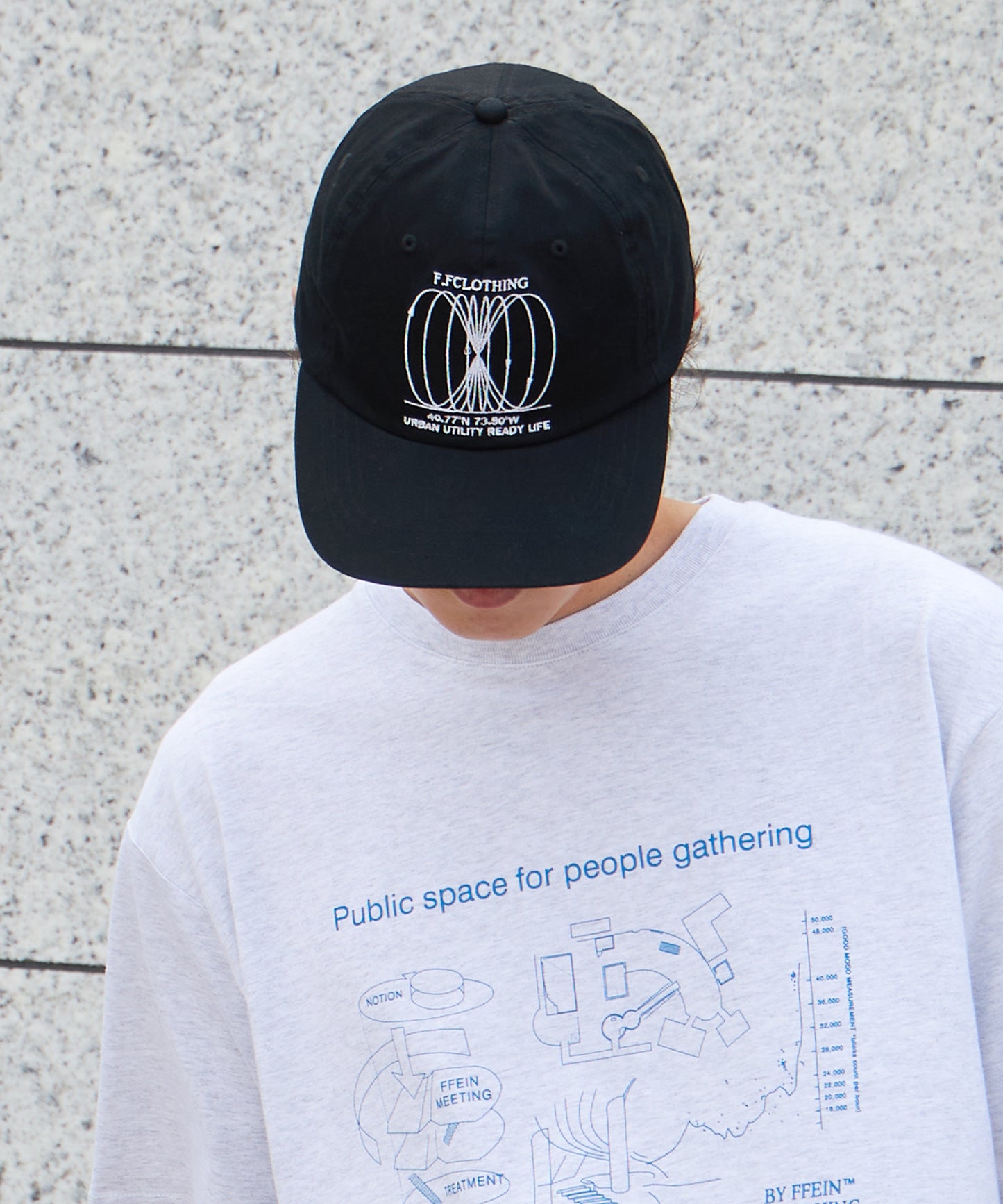 アートロゴ刺繍キャップ / 深めキャップ ブラック