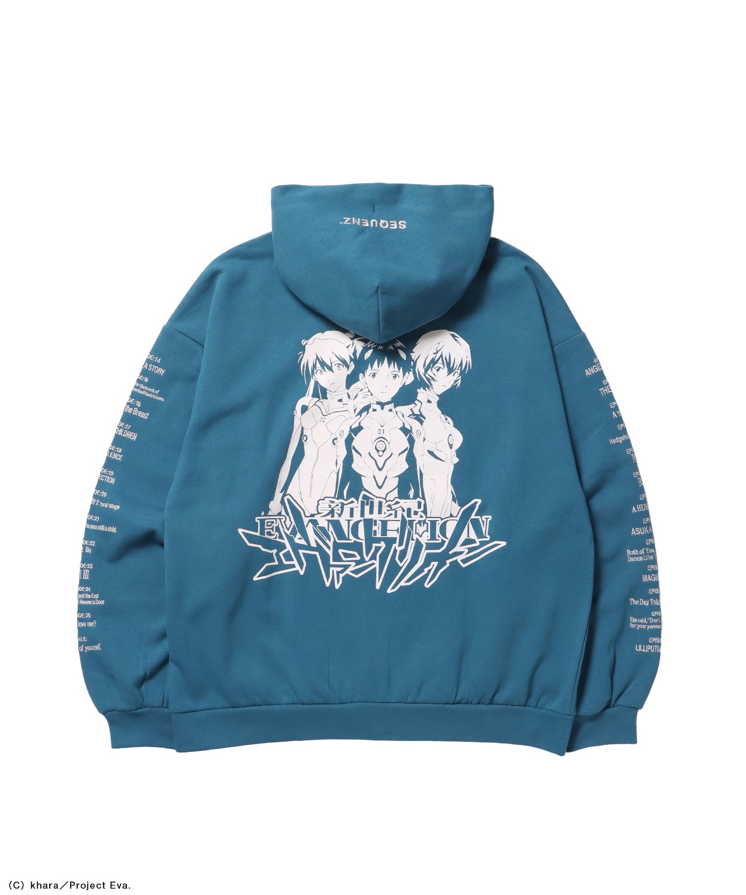 EVA CHARCTER ZIP PK / オーバーサイズ ビッグシルエット ジップパーカー 刺繍 プリント フーディ 裏起毛 ユニセックス グリーン