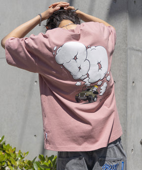 SMOKING 4WD TEE / スモーキング プリント Tシャツ ピンク
