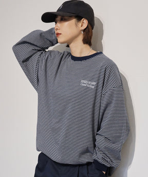 ロゴ刺繍マルチボーダーロングスリーブTシャツ ネイビー