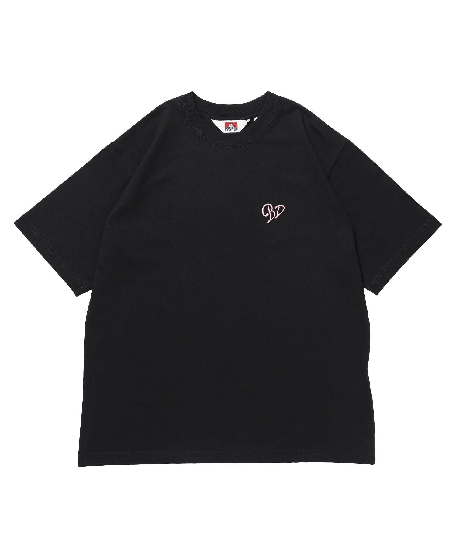 SCRIPT HEART TEE / Tシャツ 半袖 クルーネック 刺繍 ワンポイント ユニセックス オーバーサイズ ブラック