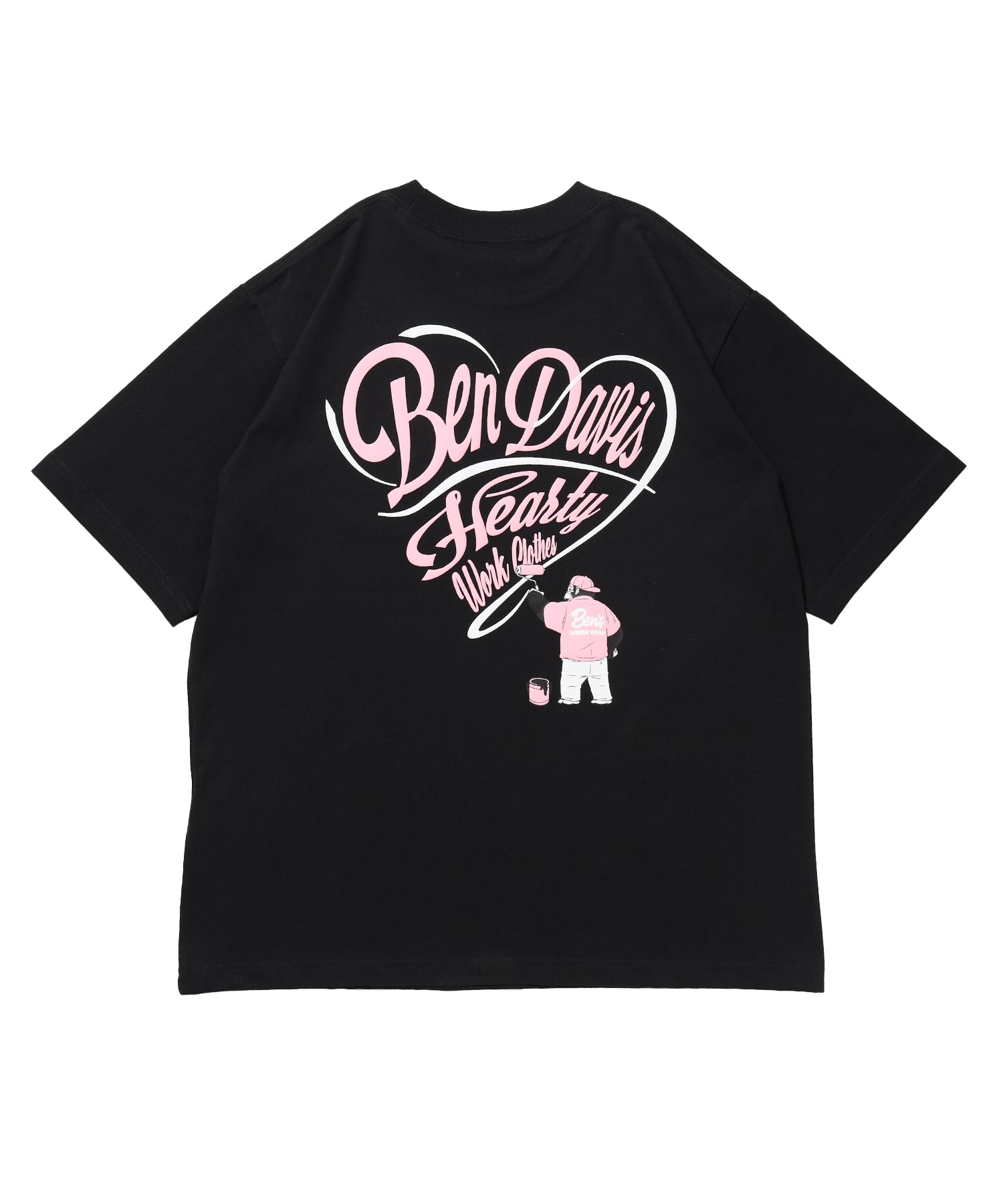 SCRIPT HEART TEE / Tシャツ 半袖 クルーネック 刺繍 ワンポイント ユニセックス オーバーサイズ ブラック