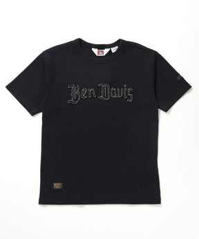 LETTERED RIB TEE / Tシャツ 半袖 クルーネック 刺繍 ワッペン ワンポイント ユニセックス ピス ブラック