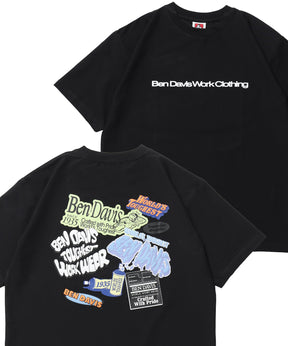 COOLER FRIDGE DOOR TEE / 半袖 接触冷感 クルーネック プリント ユニセックス オーバーサイズ ドロップショルダー ブラック