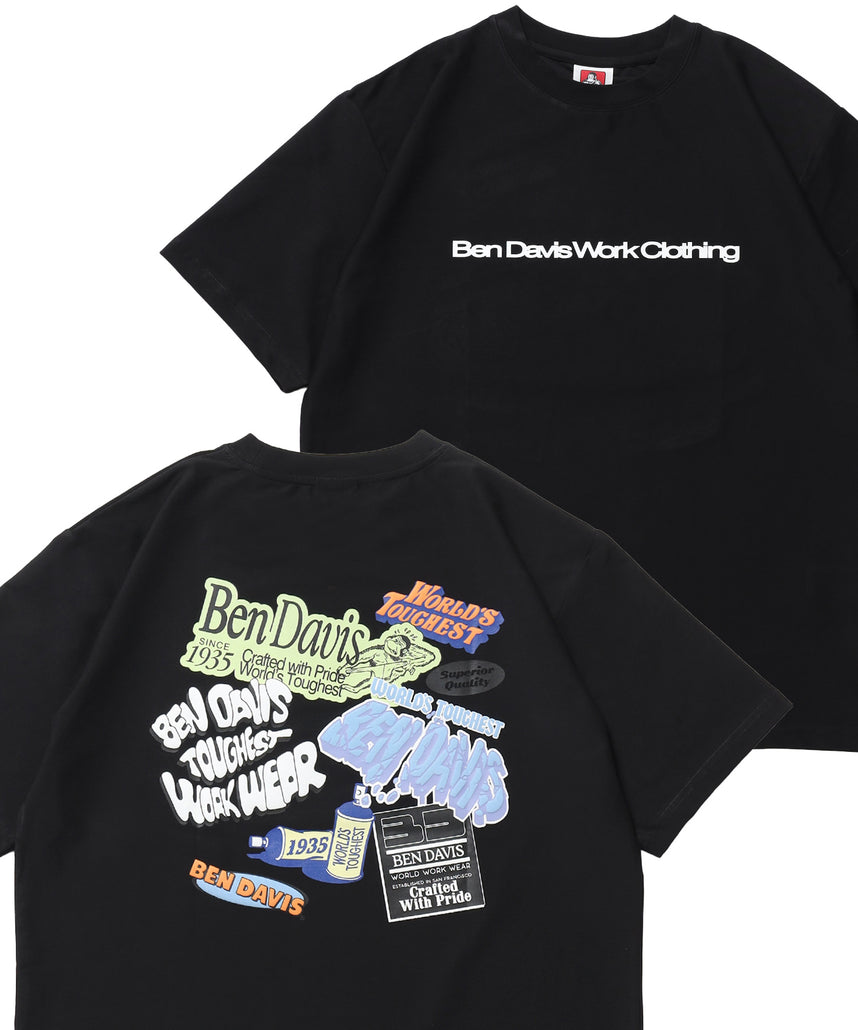 COOLER FRIDGE DOOR TEE / 半袖 接触冷感 クルーネック プリント ユニセックス オーバーサイズ ドロップショルダー ブラック