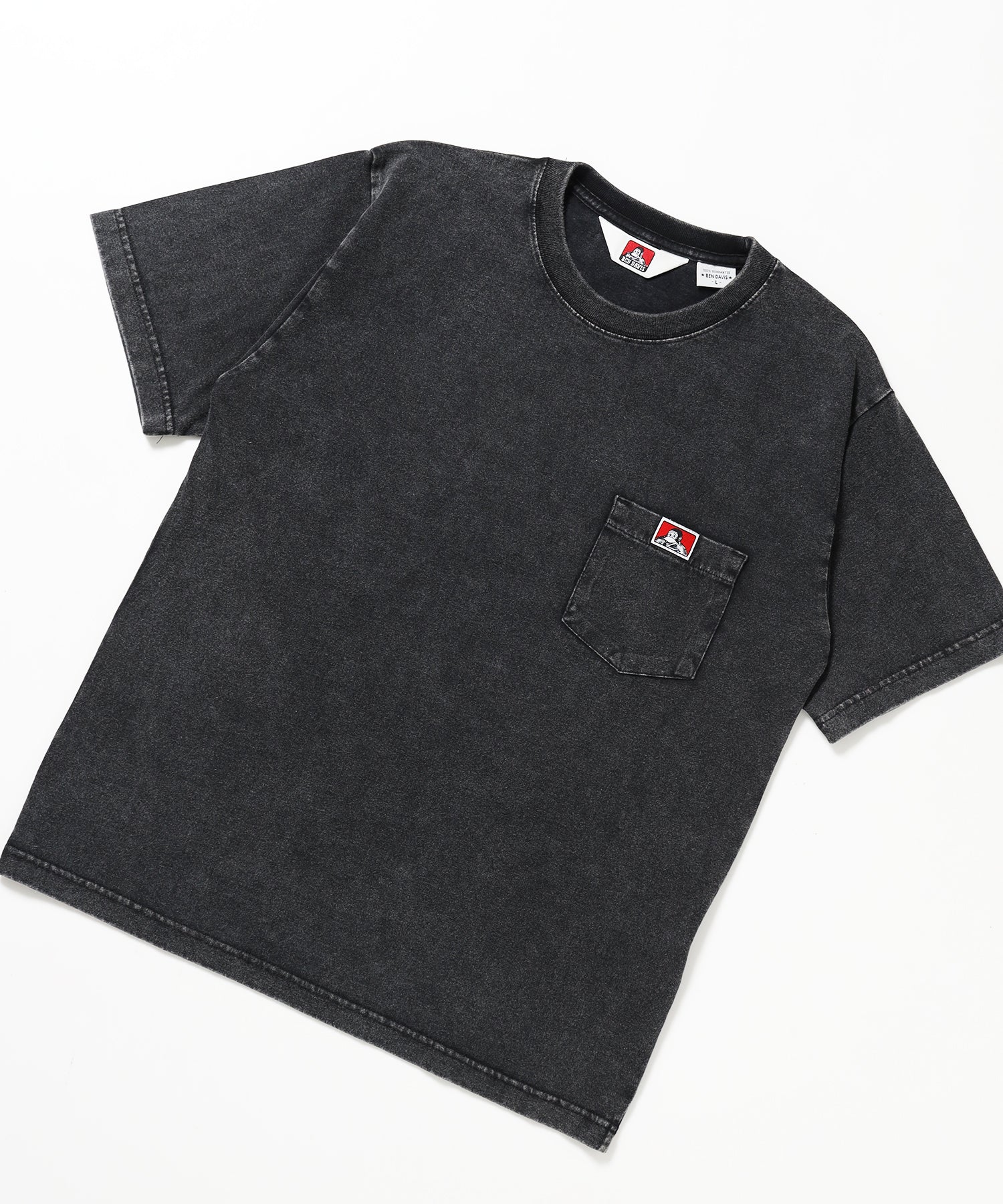 VNTG POCKET TEE / Tシャツ 半袖 クルーネック 加工 ワンポイント ユニセックス ポケット ブラック