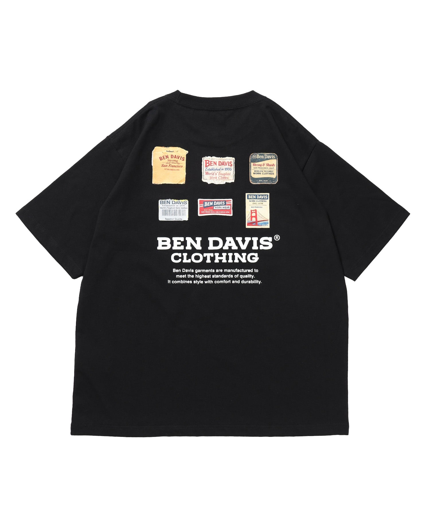 LABELS TEE / Tシャツ 半袖 クルーネック 刺繍 ワンポイント プリント ユニセックス オーバーサイズ ブラック