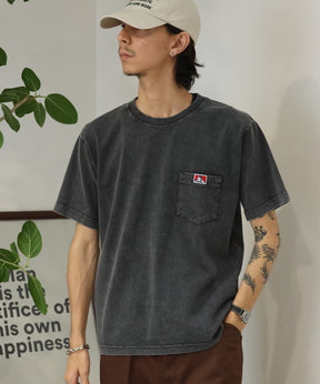 VNTG POCKET TEE / Tシャツ 半袖 クルーネック 加工 ワンポイント ユニセックス ポケット ブラック