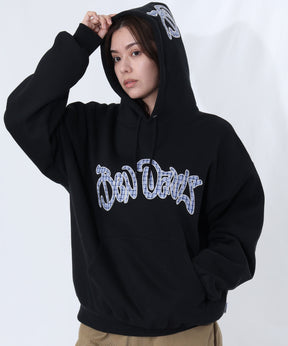 Design Pullover P/K / プルパーカー フード デザイン 裏起毛 ユニセックス ブラック