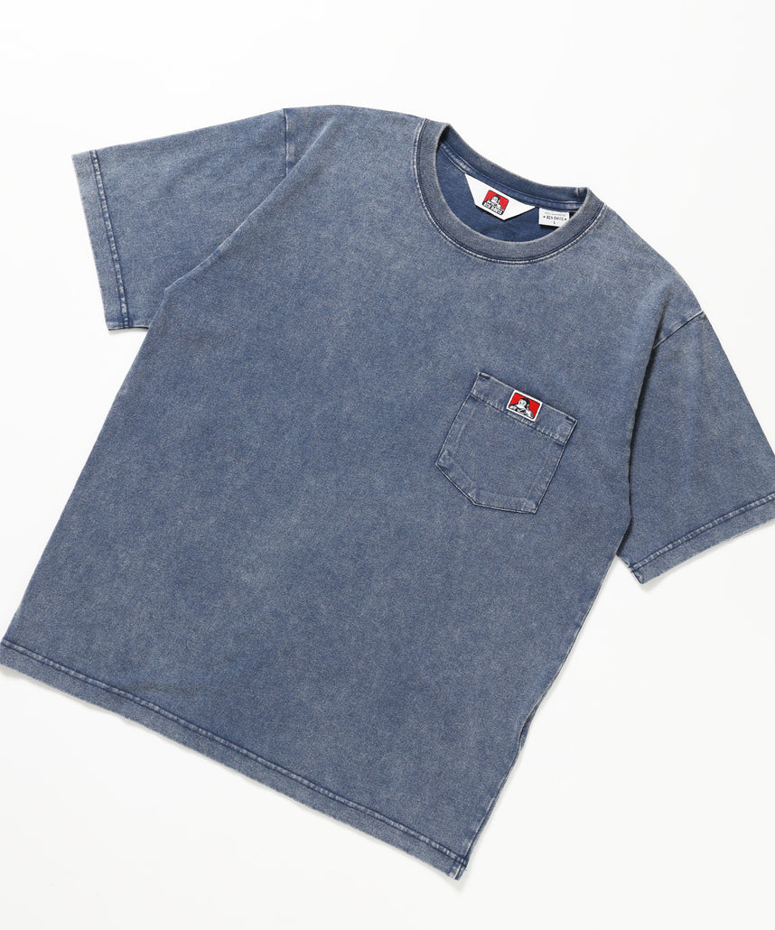 VNTG POCKET TEE / Tシャツ 半袖 クルーネック 加工 ワンポイント ユニセックス ポケット ネイビー