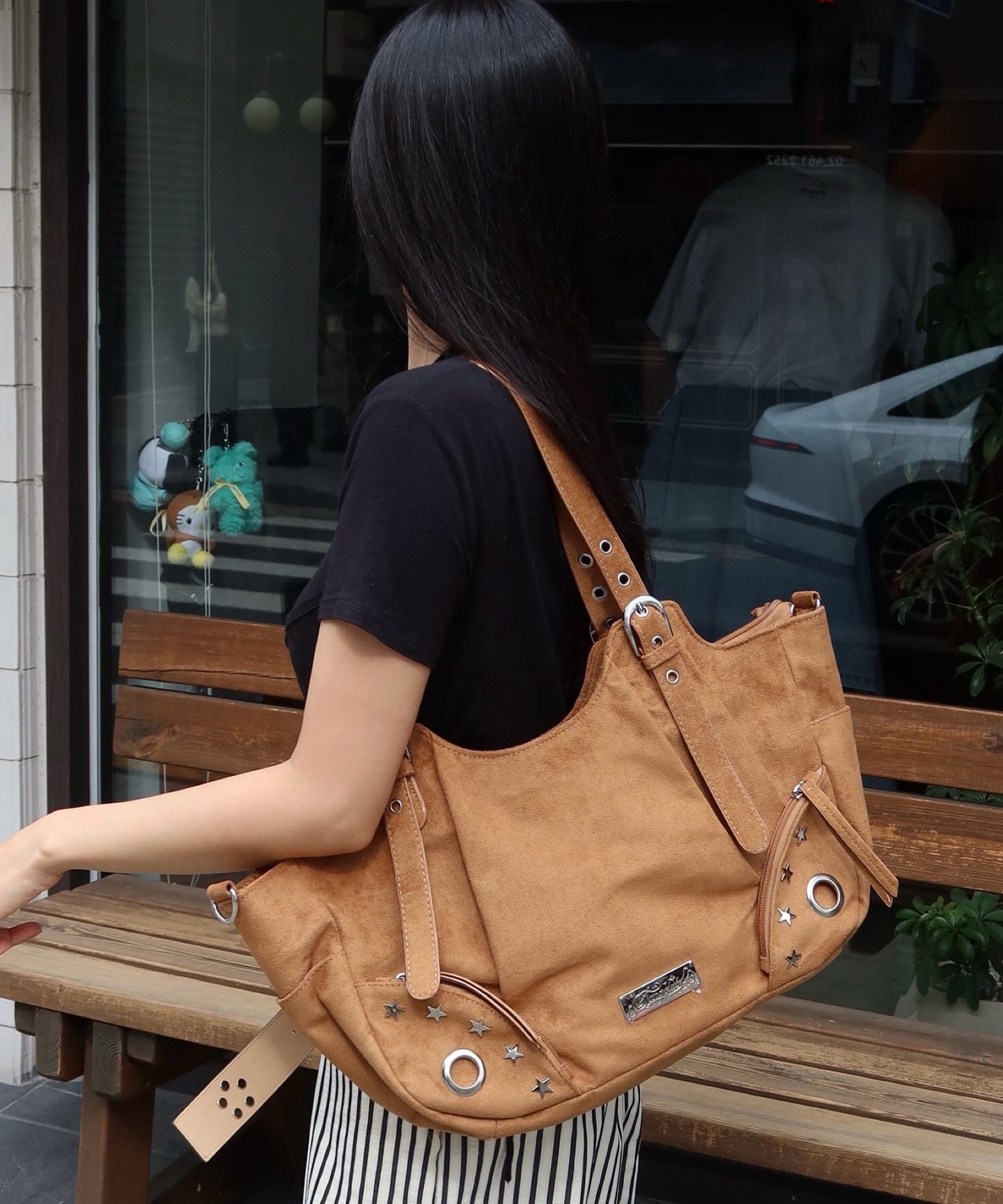 ※WEB限定 / スタースタッズ&ハトメハンドバッグ / sqnz star eyelet bag ベージュ