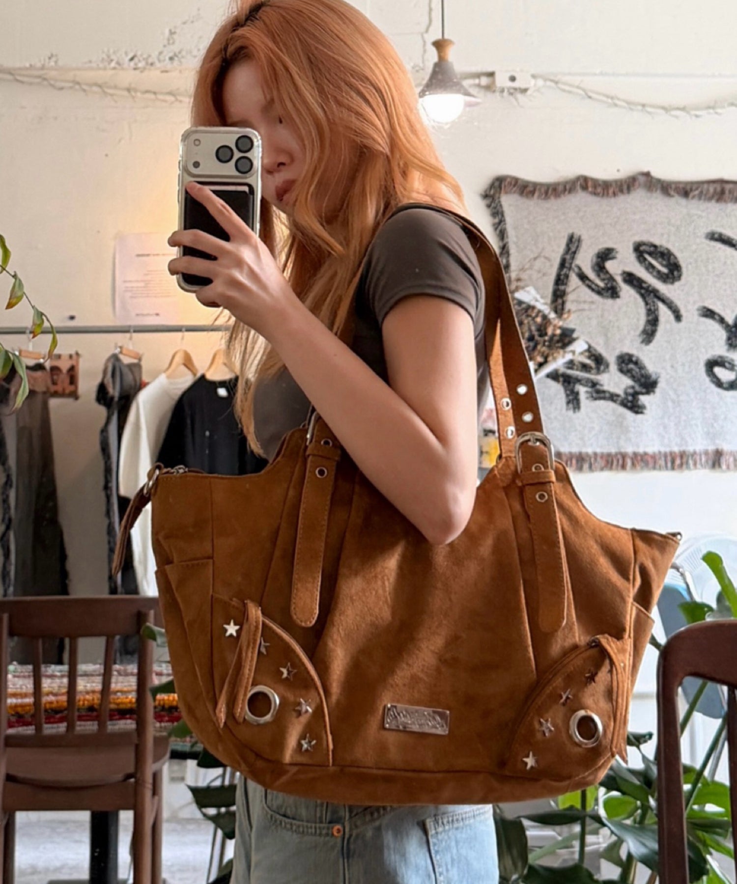 ※WEB限定 / スタースタッズ&ハトメハンドバッグ / sqnz star eyelet bag ベージュ