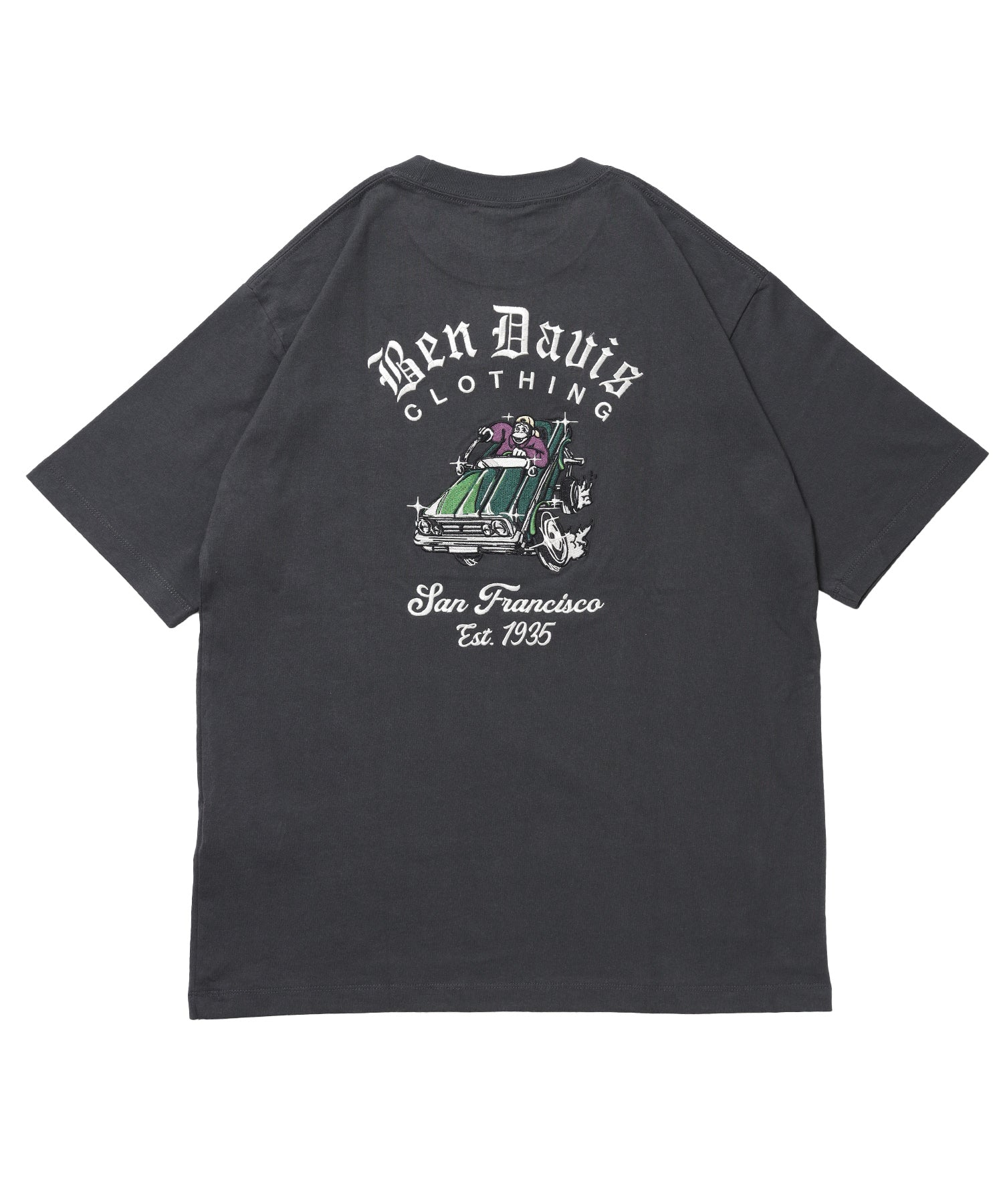 LOWRIDE EMB TEE / 半袖 クルーネック 刺繍 ワンポイント ユニセックス 定番 オールシーズン チャコール