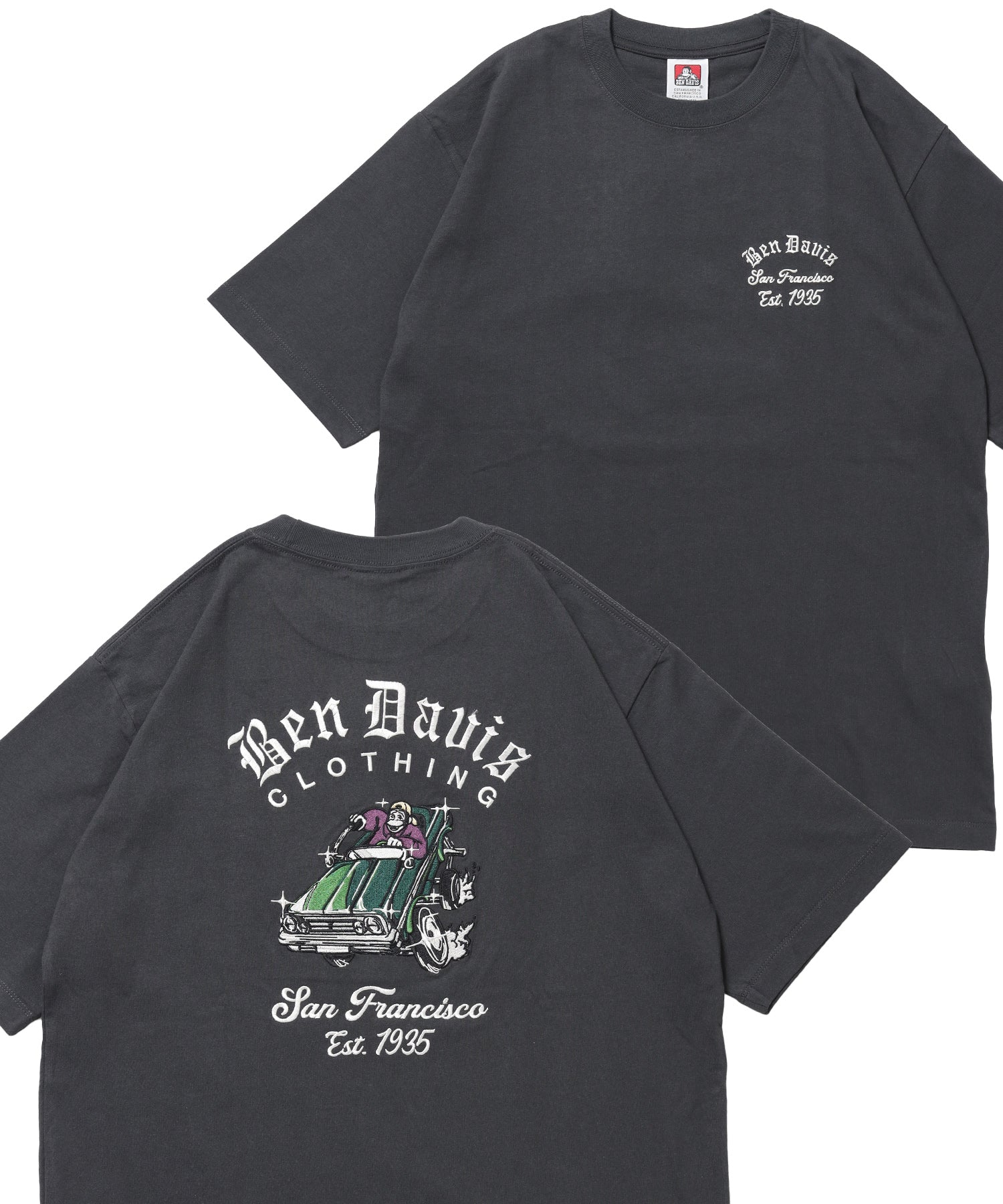 LOWRIDE EMB TEE / 半袖 クルーネック 刺繍 ワンポイント ユニセックス 定番 オールシーズン チャコール