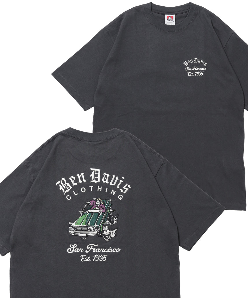 LOWRIDE EMB TEE / 半袖 クルーネック 刺繍 ワンポイント ユニセックス 定番 オールシーズン チャコール