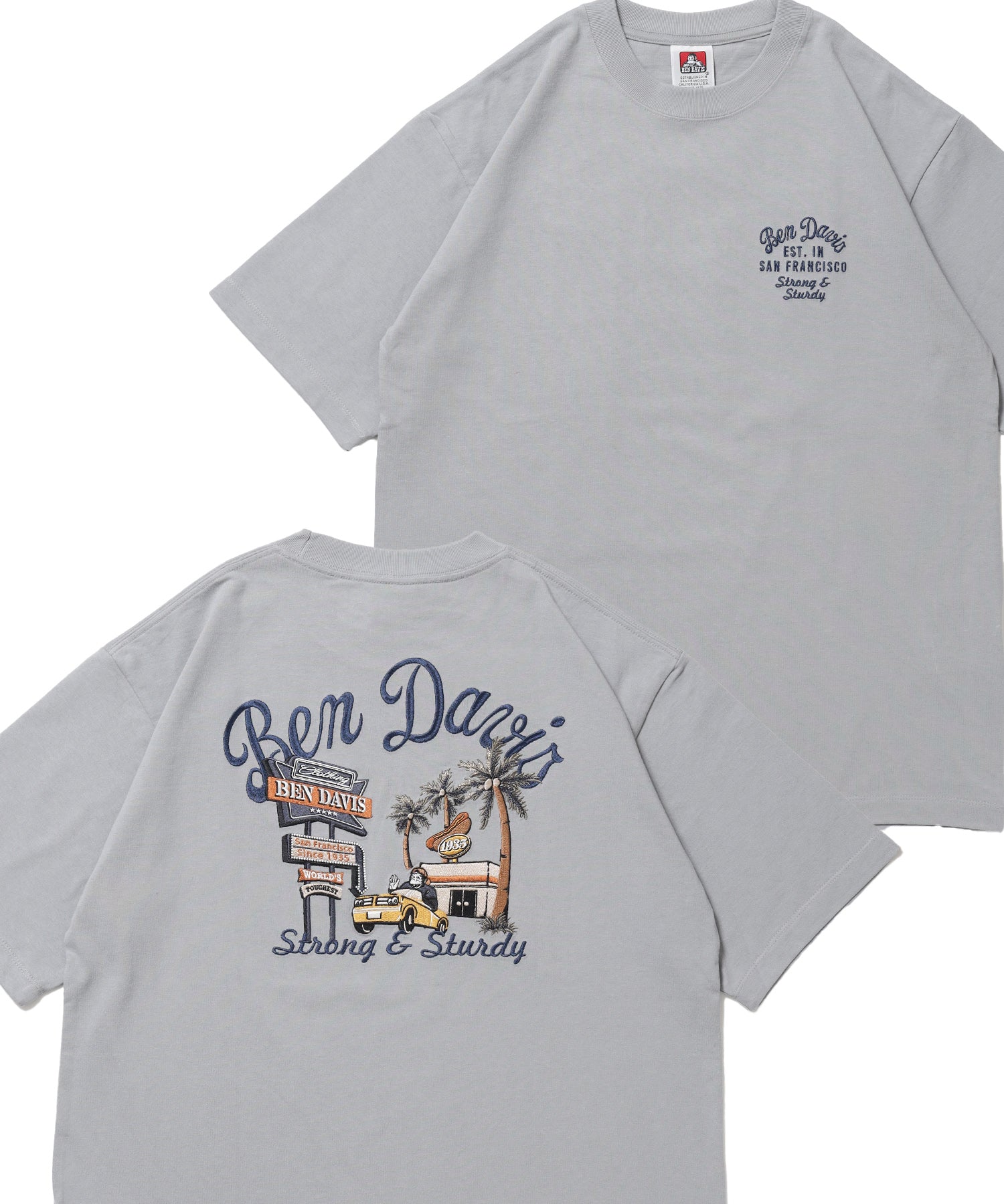 SOUVENIR EMB TEE / オーバーサイズ 半袖 クルーネック 刺繍 プリント ユニセックス ドロップショルダー ホワイト