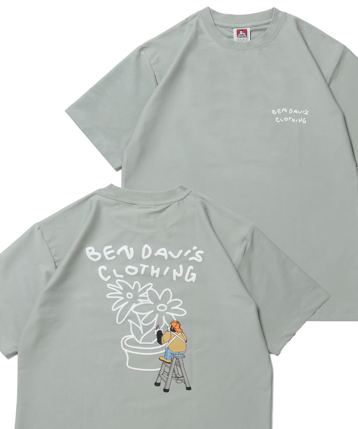 COOLER FLOWER TEE /半袖 接触冷感 オーバーサイズ クルーネック プリント ユニセックス ドロップショルダー グリーン