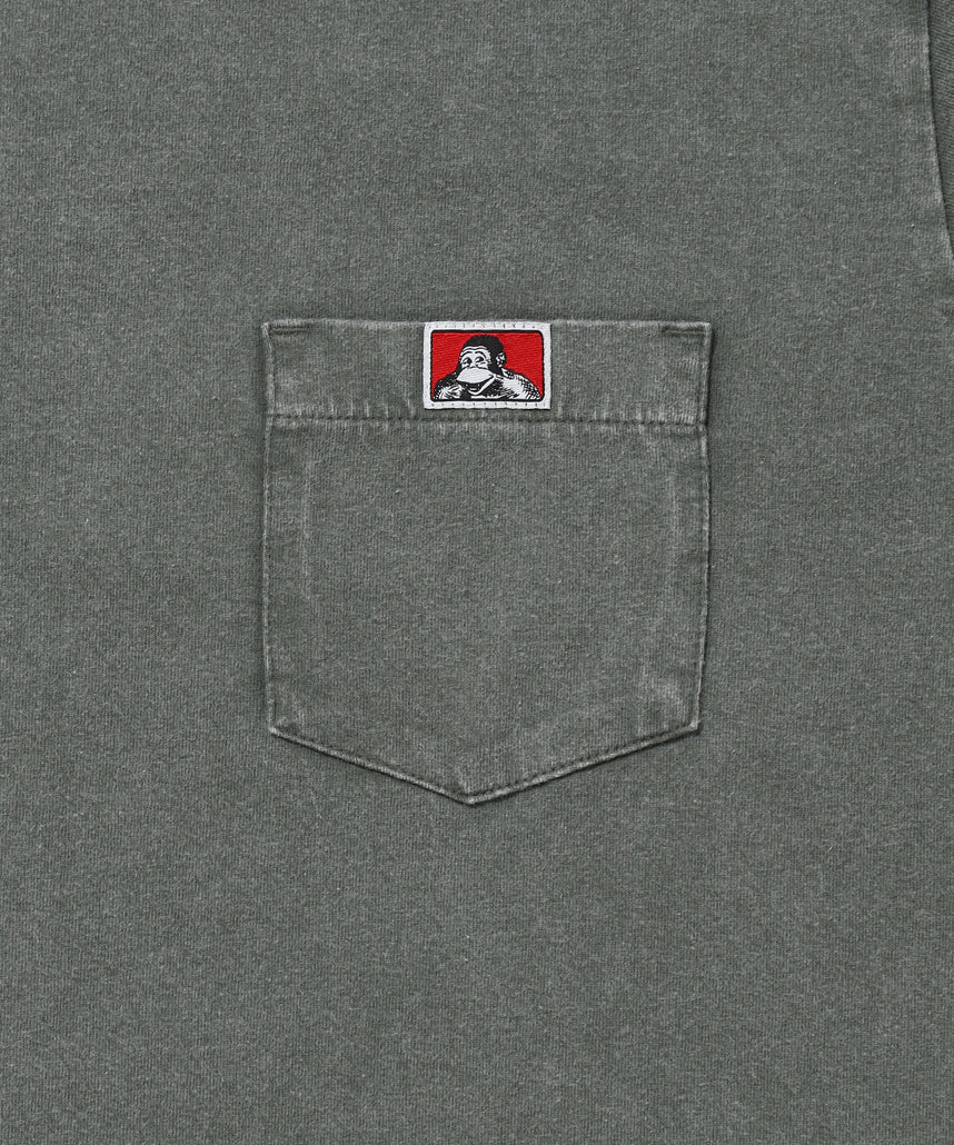 VNTG POCKET TEE / Tシャツ 半袖 クルーネック 加工 ワンポイント ユニセックス ポケット グリーン
