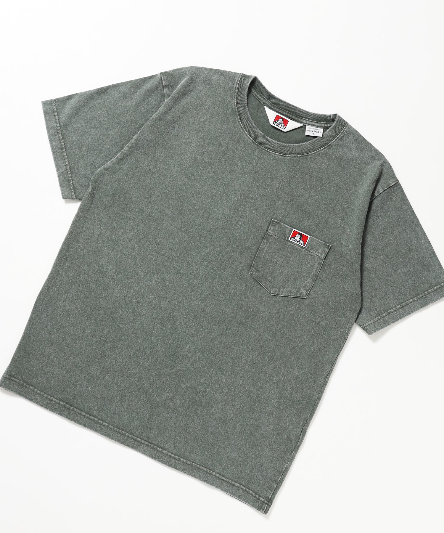 VNTG POCKET TEE / Tシャツ 半袖 クルーネック 加工 ワンポイント ユニセックス ポケット グリーン