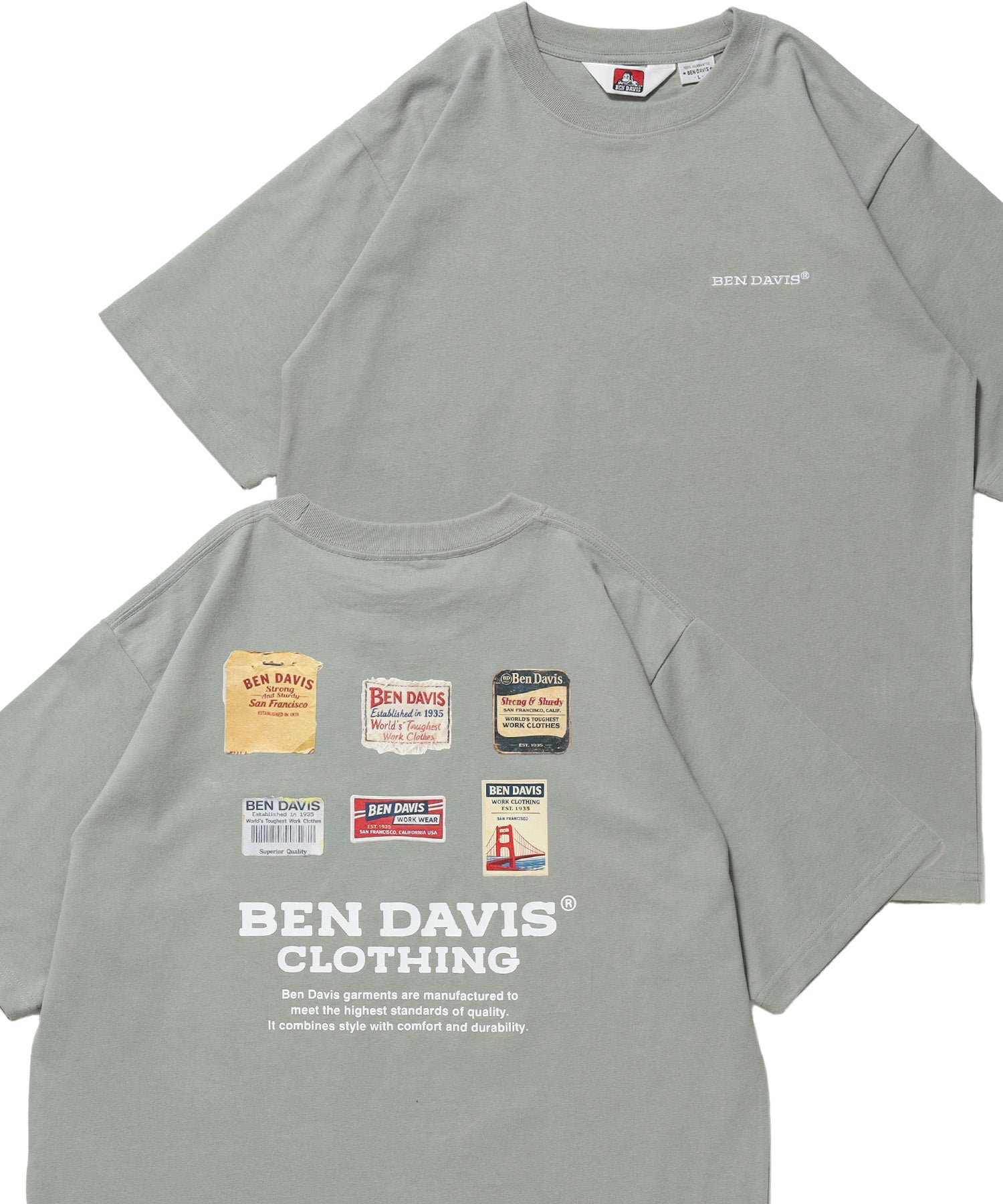 LABELS TEE / Tシャツ 半袖 クルーネック 刺繍 ワンポイント プリント ユニセックス オーバーサイズ グリーン
