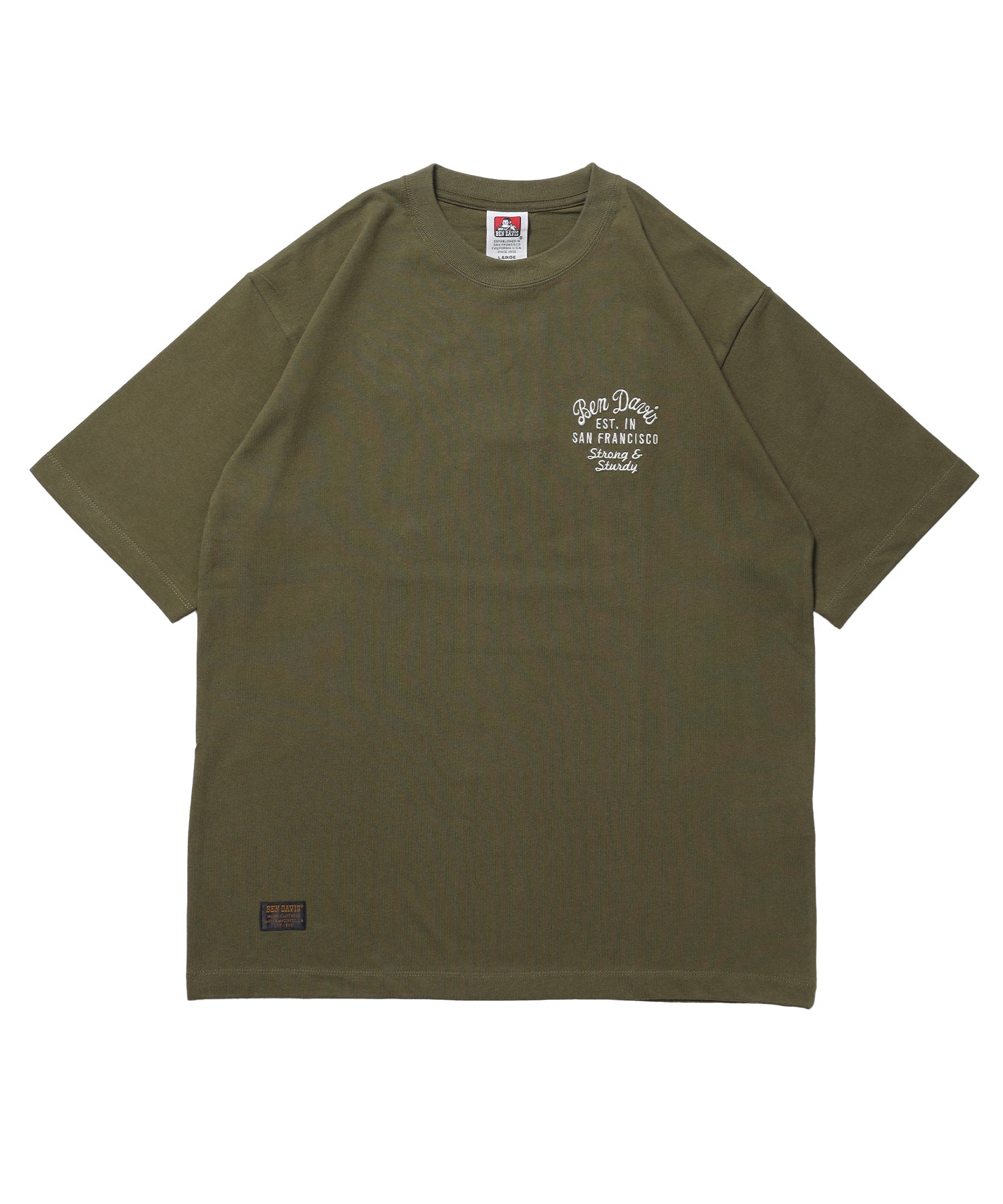 SOUVENIR EMB TEE / オーバーサイズ 半袖 クルーネック 刺繍 プリント ユニセックス ドロップショルダー カーキ